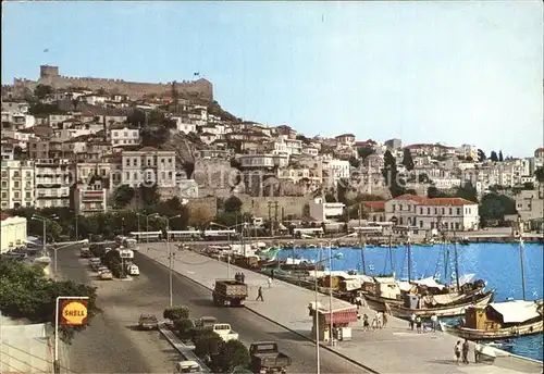 Kavala Cavala Hafenstrasse Hafen Fischerboote Festung Kat. Kavala