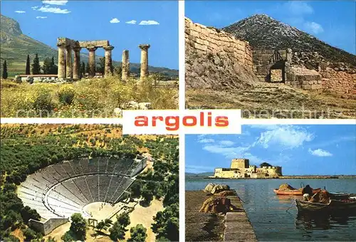 Argolis Ruinen Antike Staetten Hafenkai Festung Amphitheater Kat. Argolis