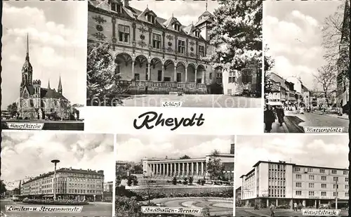 Rheydt Hauptkirche Schloss Marienplatz Limiten und Stresemannstr Stadthallen Terrasse Hauptstr Kat. Moenchengladbach