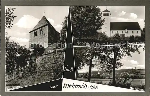 Mechernich Alte Kirche Neue Kirche Panorama Kat. Mechernich