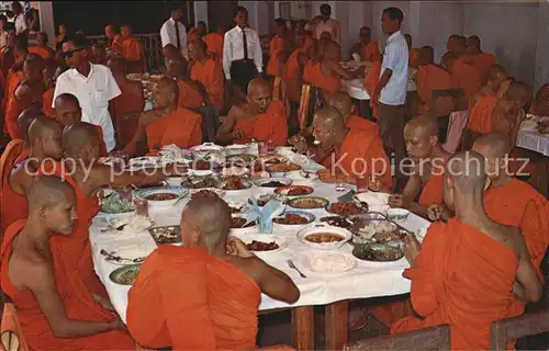 Thailand Priests at Their Meals After The Service Kat. Thailand