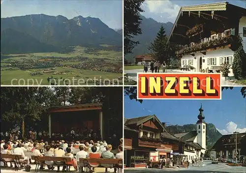 Inzell Total Gasthof Kurkonzert Dorfpartie Kirche Kat. Inzell