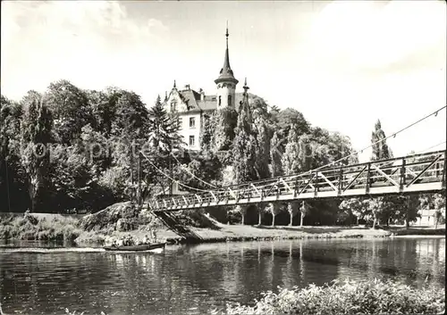 Grimma Gattersburg und Haengebruecke ueber die Mulde Kat. Grimma