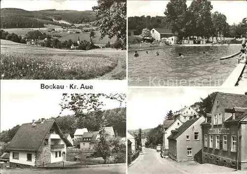 Bockau Erzgebirgskreis Panorama Schwimmbad Dorfpartie Kat. Bockau