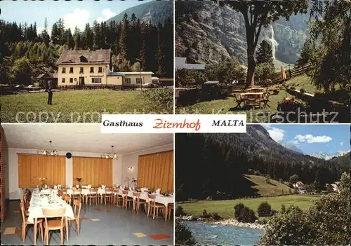 Malta Kaernten Gasthaus Zirmhof Speiseraum Aussenansicht mit Garten  Kat. Malta