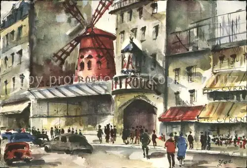 Paris Pigalle Moulin Rouge Kuenstlerkarte Kat. Paris