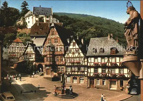 Miltenberg Main Marktplatz Fachwerk mit Burg Kat. Miltenberg