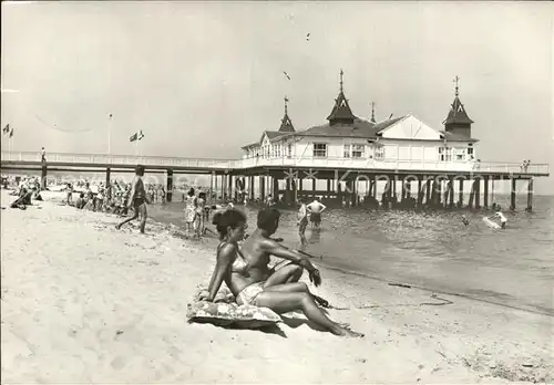 Ahlbeck Ostseebad Strand Seebruecke  Kat. Heringsdorf Insel Usedom