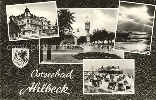 Ahlbeck Ostseebad Konzertplatz Seebruecke Strand FDGB Erholungsheim Bernhard Goering  Kat. Heringsdorf Insel Usedom