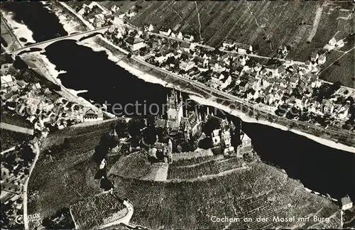 Cochem Mosel mit Reichsburg Fliegeraufnahme Kat. Cochem