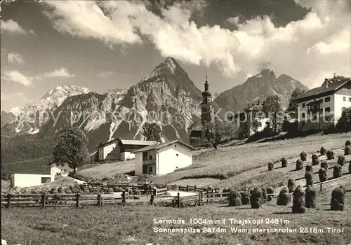 Lermoos Tirol mit Thajakopf Sonnenspitze Wampeterschrofen Mieminger Kette Kat. Lermoos