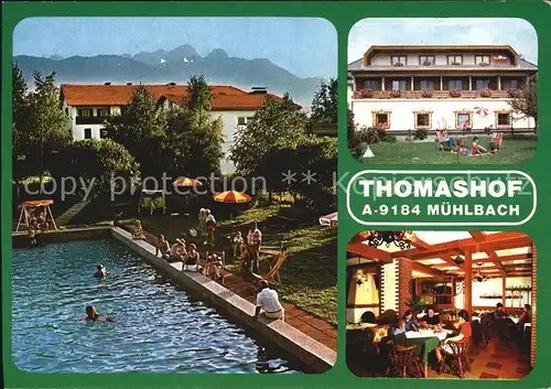 Muehlbach Rosental Thomashof Hotel Restaurant Swimming Pool Alpenblick Kat. St. Jakob im Rosental