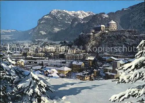 Kufstein Tirol Winterpanorama Blick auf Festung und Zahmen Kaiser Kat. Kufstein