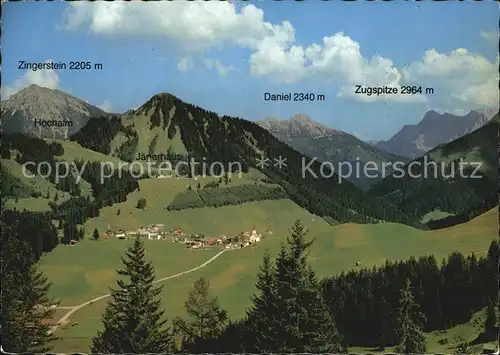 Berwang Tirol Alpenpanorama mit Zingerstein Daniel Zugspitze Kat. Berwang