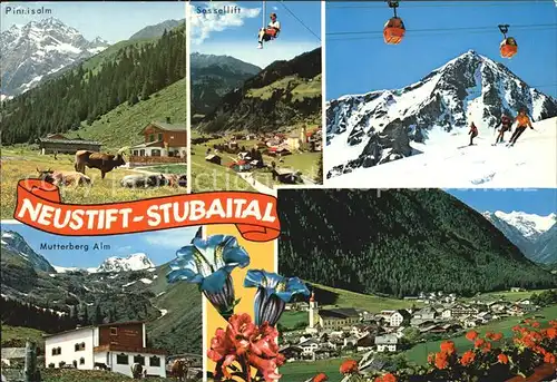 Neustift Stubaital Tirol Almen Sessellift Sommerpanorama Skipiste Enzian Kat. Neustift im Stubaital