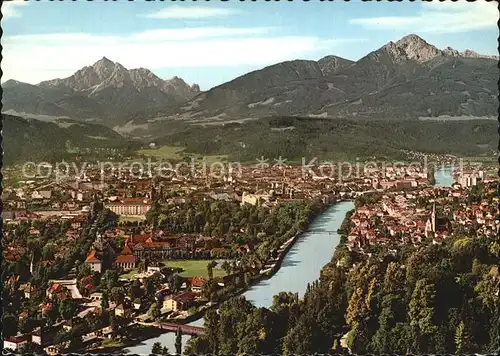 Innsbruck Panorama Blick gegen Serles und Nockspitze Kat. Innsbruck