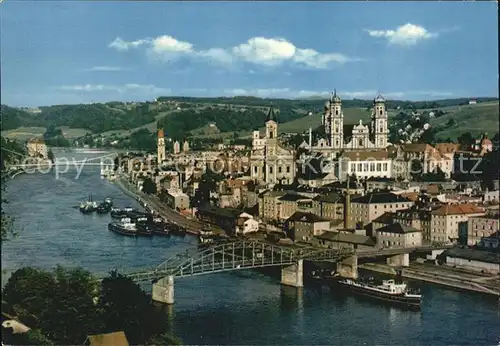 Passau Fliegeraufnahme Donaupartie mit Dom Kat. Passau