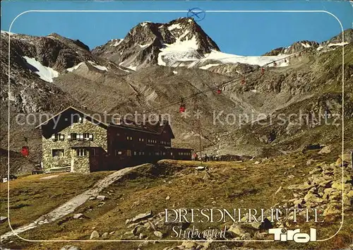 Stubaital Dresdner Huette mit Blick gegen Schaufelspitze Kat. Neustift im Stubaital