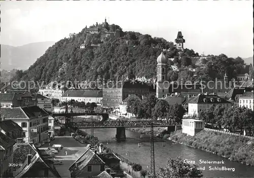 Graz Steiermark Mur und Schlossberg Kat. Graz