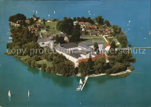 Chiemsee Fliegeraufnahme Fraueninsel Abtei Frauenwoerth Kat. Chiemsee