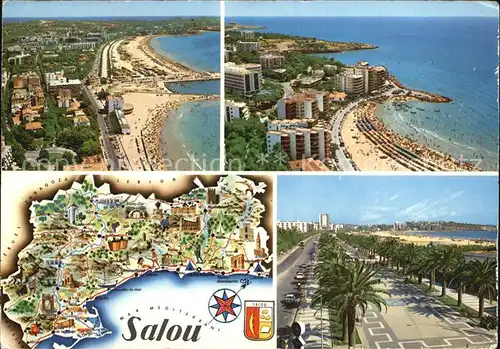 Salou Fliegeraufnahme Strandpartie Karte Promenade Kat. Tarragona Costa Dorada