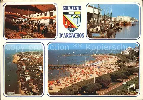 Arcachon Gironde Fliegeraufnahme Strand Hafen Markt Kat. Arcachon