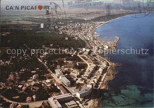 Can Picafort Mallorca Fliegeraufnahme mit Hafen Strand Kat. Spanien