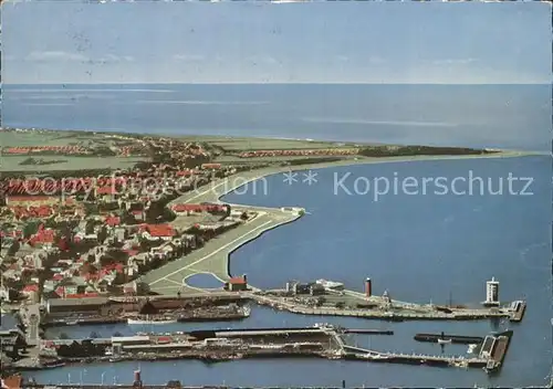 Cuxhaven Nordseebad Fliegeraufnahme mit Hafen Kat. Cuxhaven