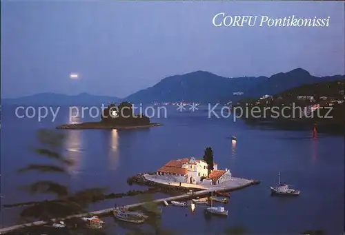 Pontikonisi Panorama Kueste Nachtaufnahme Kat. Insel Pontikonisi