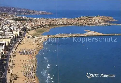 Rethymno Kreta Strand Kueste Fliegeraufnahme Kat. Rethymno