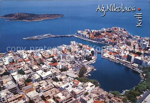 Agios Nikolaos Kreta Hafen Insel Fliegeraufnahme Kat. Insel Kreta