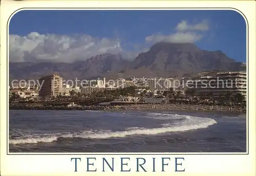 Playa de las Americas Ansicht vom Meer aus Strand Hotels Berge Kat. Arona Tenerife Islas Canarias
