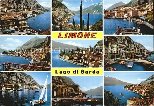 Limone sul Garda Teilansicht Hafen Segelboote Panorama Kat. 