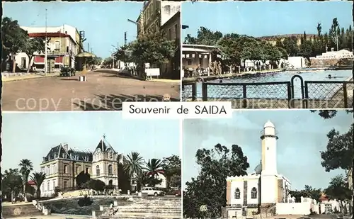 Saida Strassenpartie Schwimmbad Schloss Moschee Kat. Algerien