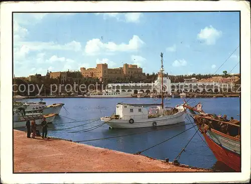 Rhodos Rhodes aegaeis Hafen Fischerboote Festung Kat. 