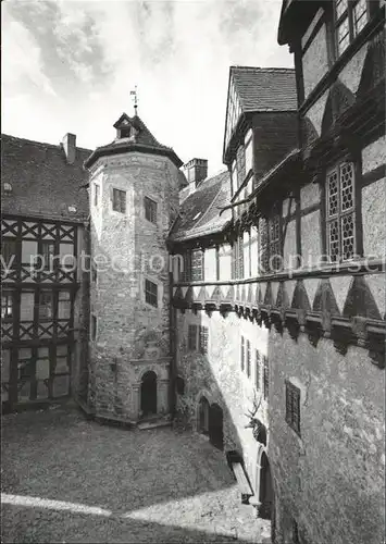 Falkenstein Harz Burg Falkenstein Burghof mit gr Treppenturm Kat. Falkenstein Harz