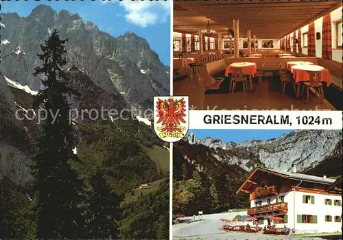 Kirchdorf Tirol Griesneralm Gastraum mit Wildem Kaiser Kat. Kirchdorf in Tirol Wilder Kaiser