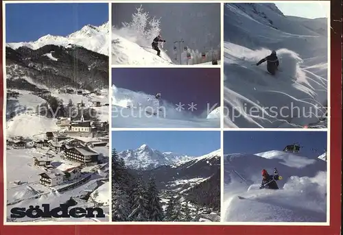 Soelden oetztal Wintersportplatz Alpenpanorama Tiefschneefahren Skifahrer Kat. Soelden