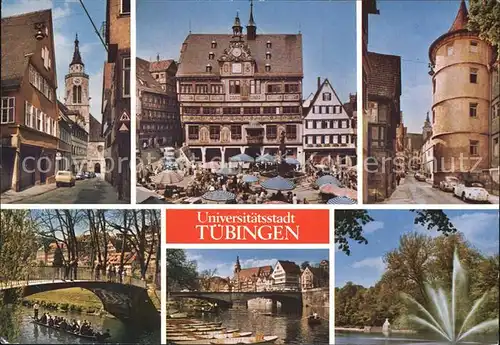 Tuebingen Kirche markt Rathaus Turm Bruecke Fontaene Kat. Tuebingen