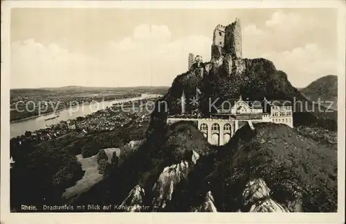 Drachenfels Hotel und Burgruine Kat. Koenigswinter