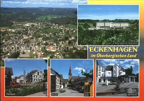 Eckenhagen Fliegeraufnahme Reha Zentrum Reichshof Fachwerk Im Ort Marktplatz Kat. Reichshof