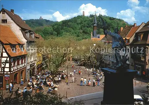 Weinheim Bergstrasse Marktplatz Burgruine Windeck und Wachenburg Kat. Weinheim