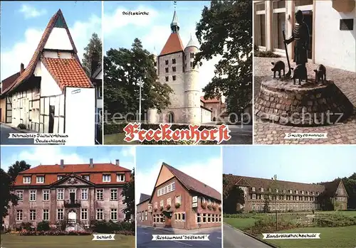 Freckenhorst Schmalstes Fachwerkhaus Stiftskirche Freckyobrunnen Schloss Restaurant Stiftshof Landvolkshochscuhule Kat. Warendorf