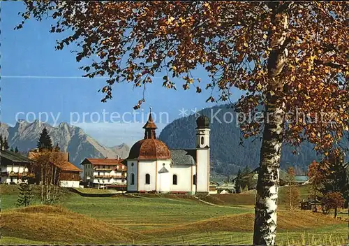 Seefeld Tirol Seekirchl mit Karwendel Kat. Seefeld in Tirol