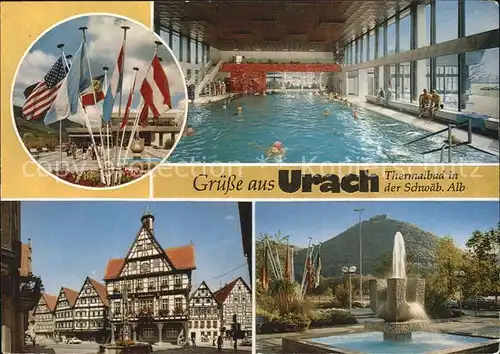 Urach Bad Thermalbad Brunnen Fachwerk Kat. Bad Urach
