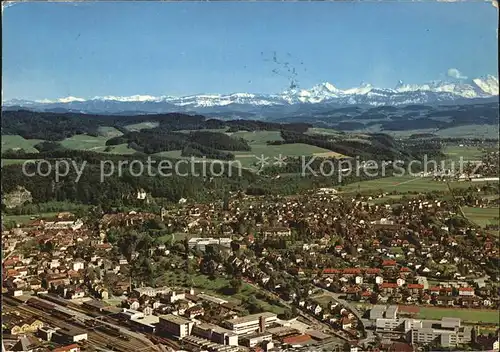 Burgdorf Bern Fliegeraufnahme mit Alpen Kat. Hasle Burgdorf