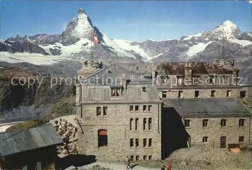 Zermatt VS Kulmhotel Gornergrat mit Matterhorn und Dt. Blanche Kat. Zermatt