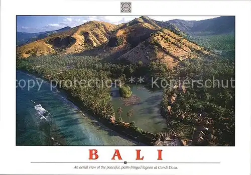 Bali Indonesien Aerial view of the palm fringed lagoon at Candi Dasa Kat. Bali