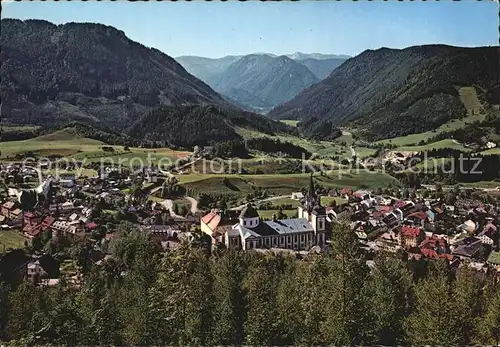 Mariazell Steiermark Gesamtansicht mit Blick zum Hochschwab Kat. Mariazell