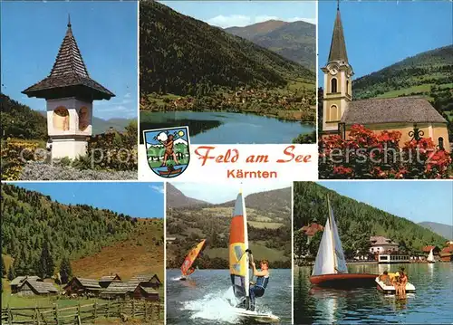 Feld See Bildstocke Panorama Kirche Segeln Windsurfen Tretboot Berghuetten Kat. Feld am See